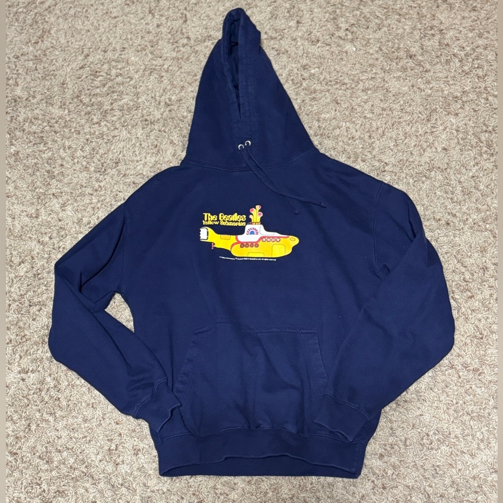 Beatles yellow submarine hooded sweatshirt in navy blue size adult small